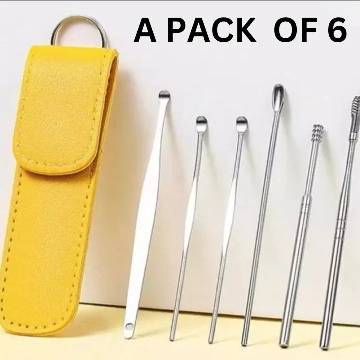 Ear Wax Cleaning Tools Kit with Leather Pouch