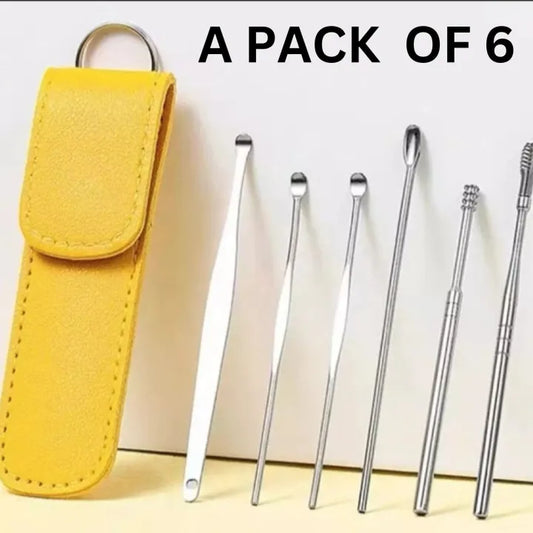 Ear Wax Cleaning Tools Kit with Leather Pouch